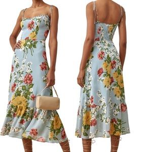 Reformation ‘Enya’ Floral Tie Shoulder Dress